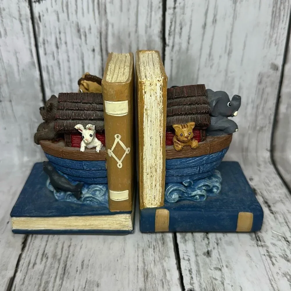 Vintage Noah’s Ark Book Ends Figi 1996 Children’s‎ Nursery Home Decor